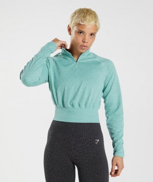 Gymshark 315 Long Sleeve Warmup Top Pullovers Pearl Blue/Winter Teal Marl | 84VFAIOQP