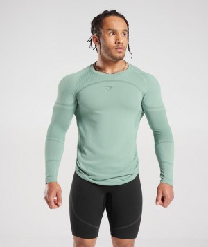 Gymshark 315 Seamless Long Sleeve T-Shirt Long Sleeve Top Frost Teal/Ink Teal | 07ZXVQJAY