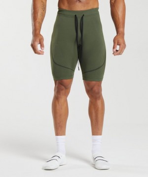 Gymshark 315 Seamless Shorts Korte Broek Winter Olive/Black | 51YNWPRHU