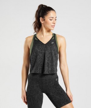 Gymshark Adapt Animal Seamless Midi Tank Tanktop Urban Grey/Black | 15RGTVOPN