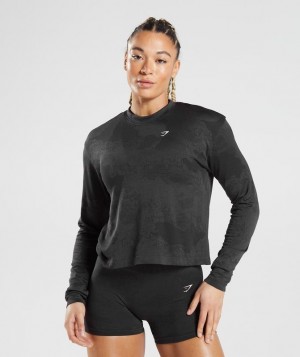 Gymshark Adapt Camo Seamless Long Sleeve Top Long Sleeve Top Zwart | 23ULHFMPB