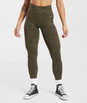 Gymshark Adapt Camo Seamless Ribbed Leggings Leggings Bruin | 21JNESLVK