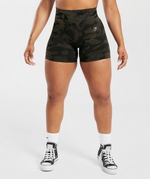 Gymshark Adapt Camo Seamless Ribbed Shorts Korte Broek Bruin | 62UZGPFSE