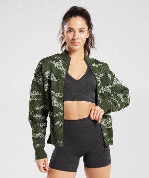 Gymshark Adapt Camo Seamless Track Jacket Jackets / Outerwear Groen | 72GTYLJKM