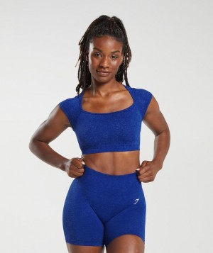 Gymshark Adapt Fleck Seamless Crop Top Crop Tops Blauw | 43ZIQTJXE