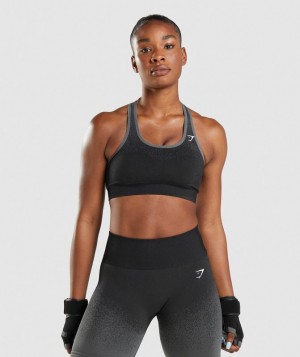 Gymshark Adapt Ombre Seamless Sports Bra Sports Bras Black/Grey | 87YEPNXMQ