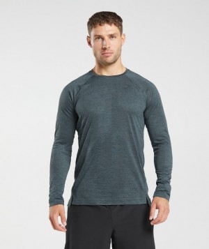 Gymshark Apex Long Sleeve T-Shirt Long Sleeve Top Smokey Teal/Darkest Teal | 65YPMOIUL