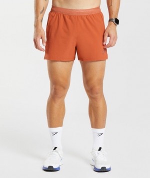 Gymshark Apex Run 4" Shorts Korte Broek Oranje | 39AFXNHQR