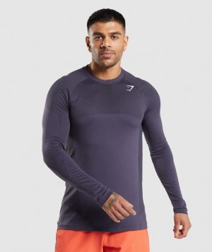 Gymshark Apex Seamless Long Sleeve T-Shirt T-Shirts Rich Purple/Black | 80VBDPEAH