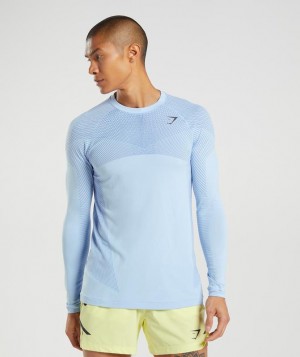 Gymshark Apex Seamless Long Sleeve T-Shirt T-Shirts Blauw | 36QBOWFZU