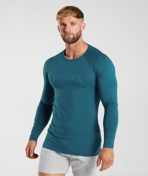 Gymshark Apollo Long Sleeve T-Shirt Long Sleeve Top Blauw | 61UKYIGXV