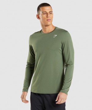 Gymshark Arrival Long Sleeve T-Shirt T-Shirts Olijfgroen | 59MWEUTRI