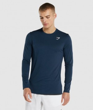 Gymshark Arrival Long Sleeve T-Shirt T-Shirts Donkerblauw | 08ZLDBWVT