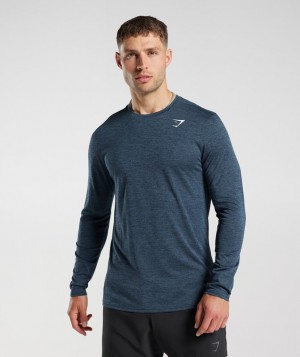 Gymshark Arrival Marl Long Sleeve T-Shirt Long Sleeve Top Navy/Smokey Teal Marl | 27OEMCSNI