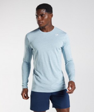 Gymshark Arrival Marl Long Sleeve T-Shirt Long Sleeve Top Blauw | 38YFSNDRZ