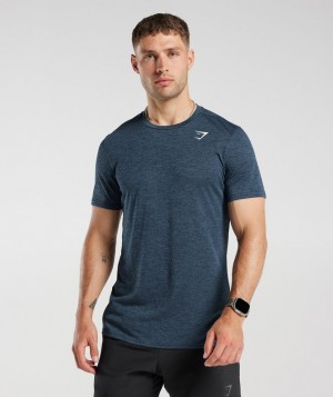 Gymshark Arrival Marl T-Shirt T-Shirts Navy/Smokey Teal Marl | 06FAHSXCB