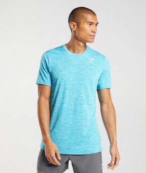 Gymshark Arrival Marl T-Shirt T-Shirts Shark Blue/White Marl | 54FKETBCU