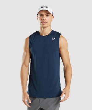 Gymshark Arrival Sleeveless T-Shirt Tanktop Donkerblauw | 21XGWDFNQ