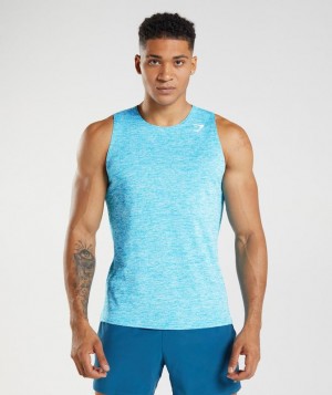 Gymshark Arrival Slim Marl Tank Tanktop Shark Blue/White Marl | 24ISXQTFA