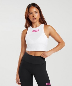 Gymshark Block Crop Tank Tanktop Wit | 56ILJFCDP