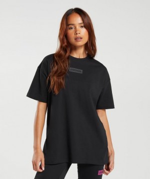 Gymshark Block Oversized T-Shirt T-Shirts Zwart | 47PGEAHUO