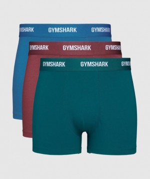 Gymshark Boxers 3 PK Ondergoed Diepbordeaux | 85TXIRYMA