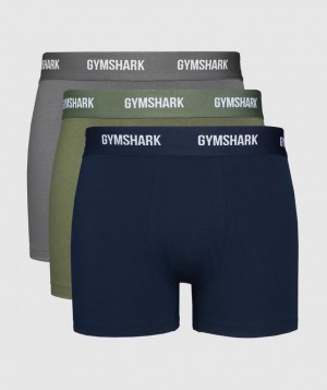 Gymshark Boxers 3 PK Ondergoed Grijs | 72ZIAPLXN