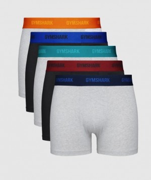 Gymshark Boxers 5 PK Ondergoed Grijs | 02HFMODSJ