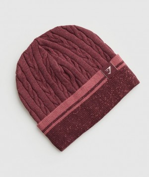 Gymshark Cable Beanie Beanies Bordeaux | 31UQBVMZG