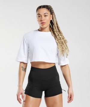 Gymshark Cotton Boxy Crop Top Crop Tops Wit | 03FKZBVMT