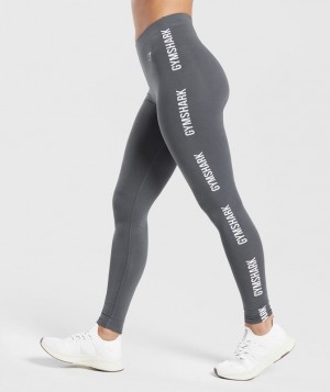 Gymshark Cotton Graphic Tape Leggings Leggings Grijs | 60MCPOSRX