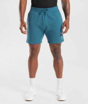 Gymshark Crest 7" Shorts Korte Broek Blauw | 01ZWHJPAM