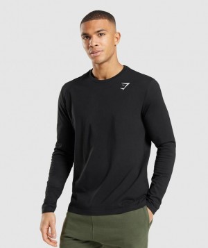 Gymshark Crest Long Sleeve T-Shirt T-Shirts Zwart | 82AXYBKUR