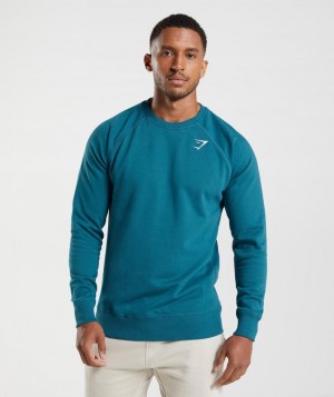 Gymshark Crest Sweatshirt Pullovers Blauw | 67SZKCLBO