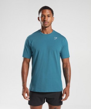 Gymshark Crest T-Shirt T-Shirts Blauw | 41WZQUHMA