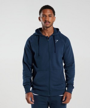 Gymshark Crest Zip Up Hoodie Hoodies Donkerblauw | 86RASHBYU