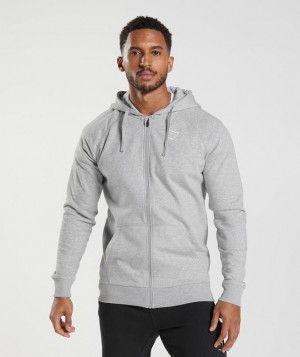 Gymshark Crest Zip Up Hoodie Hoodies Lichtgrijs | 05LFXHQID