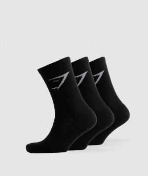 Gymshark Crew Socks 3pk Sokken Zwart | 28BNYKHOF