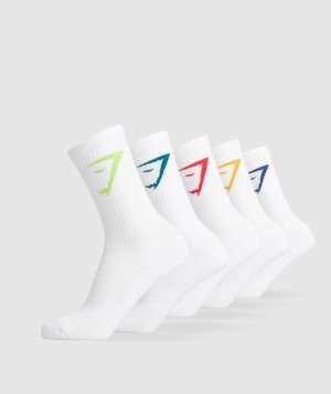 Gymshark Crew Socks 5pk Sokken Blauw | 28RDMYBCA