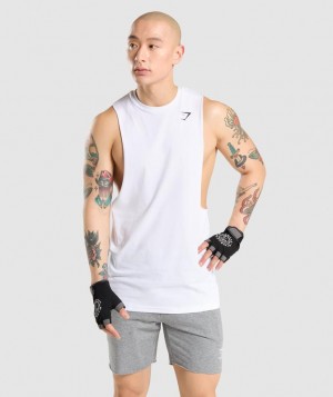 Gymshark Critical Drop Arm Tank Tanktop Wit | 32BOXKPNG