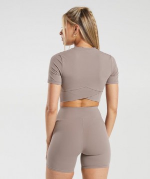 Gymshark Crossover Crop Top Crop Tops Washed Mauve | 19TKRPHXQ