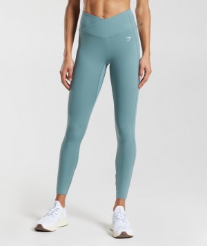 Gymshark Crossover Leggings Leggings Blauw | 58ZSABULE