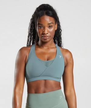 Gymshark Crossover Sports Bra Sports Bras Blauw | 12VMBWANE