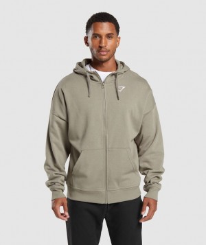 Gymshark Essential Oversized Zip Up Hoodie Hoodies Bruin | 79BLZWITH