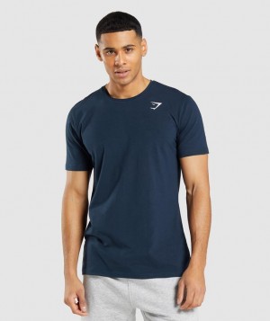 Gymshark Essential T-Shirt T-Shirts Donkerblauw | 31MOJZYWP