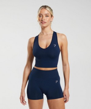 Gymshark Everyday Seamless Crop Tank Tanktop Blauw | 83CQOVBHF