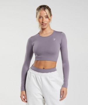 Gymshark Everyday Seamless Long Sleeve Crop Top Crop Tops Paars | 56AICNBUD