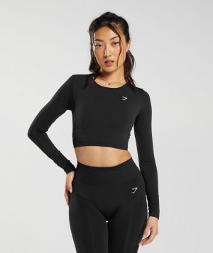 Gymshark Everyday Seamless Long Sleeve Crop Top Crop Tops Zwart | 80QHBDVUS