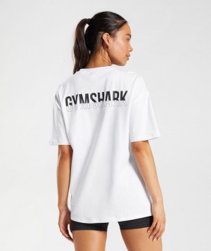 Gymshark Fraction Oversized T-Shirt T-Shirts Wit | 02SHIYPFN