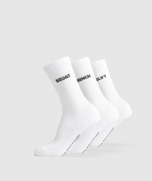 Gymshark GFX Crew Socks 3pk Sokken Wit | 45BLFMZGD